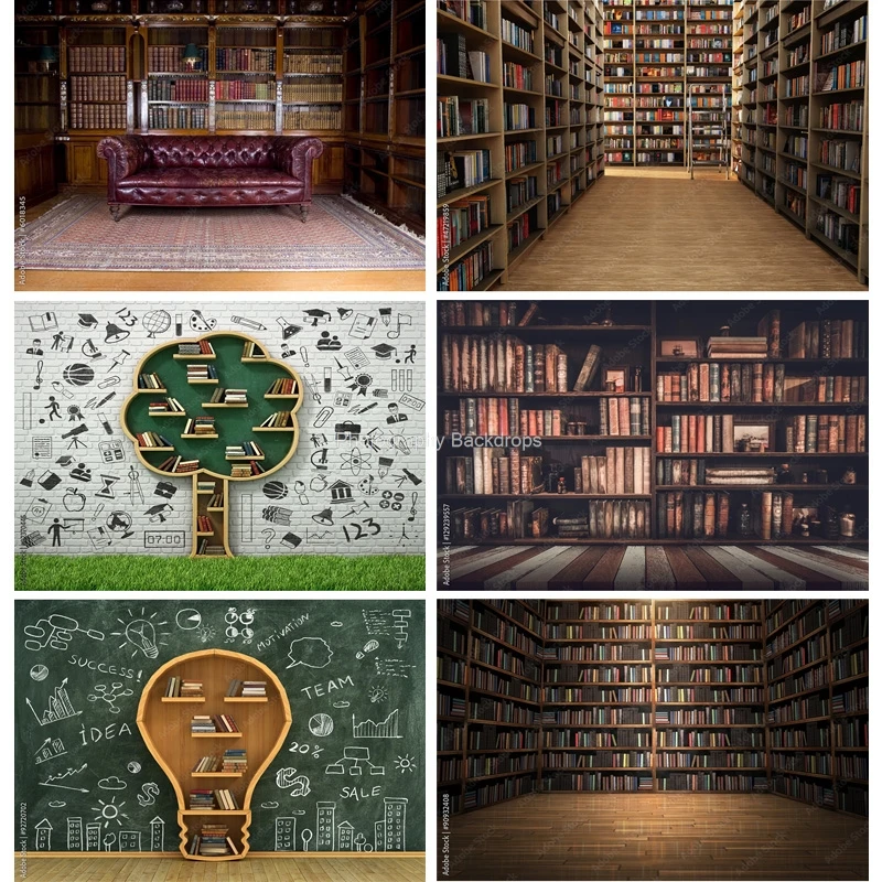 

ZHISUXI Vintage Bookshelf Book Library Photography Backdrops Portrait Photo Background For Photo Studio Props 2243 SJSB-01