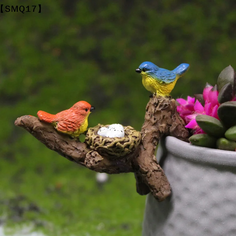 Bird Statue With Branch Adornment Micro Landscape Gift For Mom Realistic Bird Figurine For Balcony Yard Cabinet Indoor【SMQ】