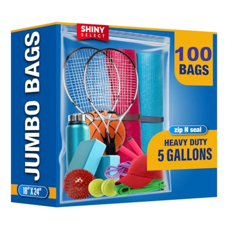 Bolsas de Almacenamiento Extra Grandes de 5 Galones, 18"x24", Bolsa de Plástico Transparente Grande con Cierre Hermético y Cremallera para Congelador, Alimentos, Toallas, Artículos de Aseo, Campamento