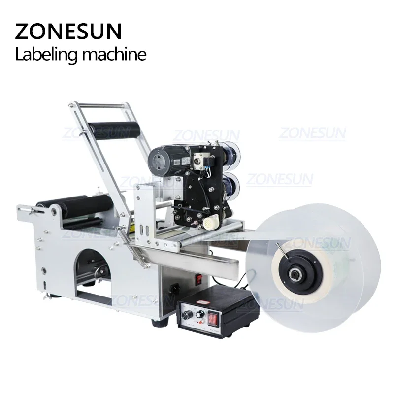 ZONESUN ZS-TB50DT Semi-auto Round Bottle Small Jar Transparent Labeling Machine With Date Coder