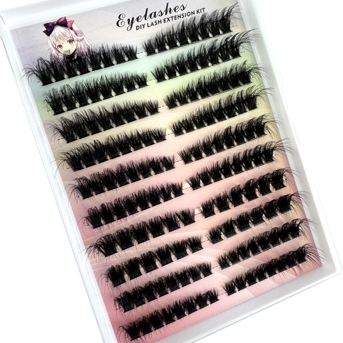 왼쪽 오른쪽 눈 속눈썹 익스텐션 고양이 및 여우 눈 효과, 단일 클러스터 속눈썹, 3D 위스피 내추럴 룩, DIY 세그먼트 속눈썹 연장