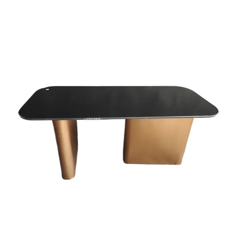 Medieval stainless steel small apartment coffee table modern simple home rectangular glass living room coffee table