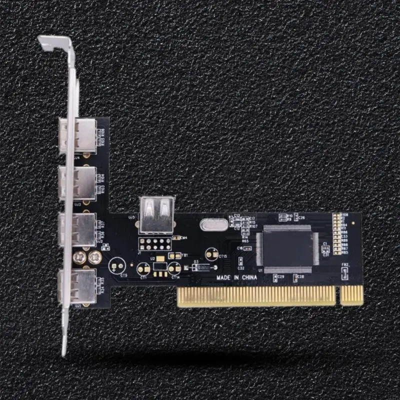 Adaptador tarjeta USB H37B PCI PCI a USB 2.0 5 Puerto 4 Externo 1 Controlador interno Tarjeta expansión tarjeta del