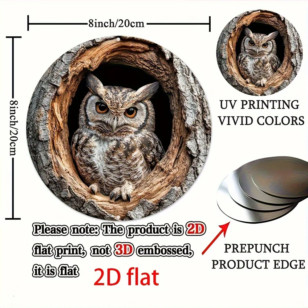 لوحة فنية جدارية معدنية مسطحة ثنائية الأبعاد - 20.32 × 20.32 سم لافتة ألومنيوم مقاومة للماء والصدأ، سهلة التعليق للمنزل والمقهى والمطاعم