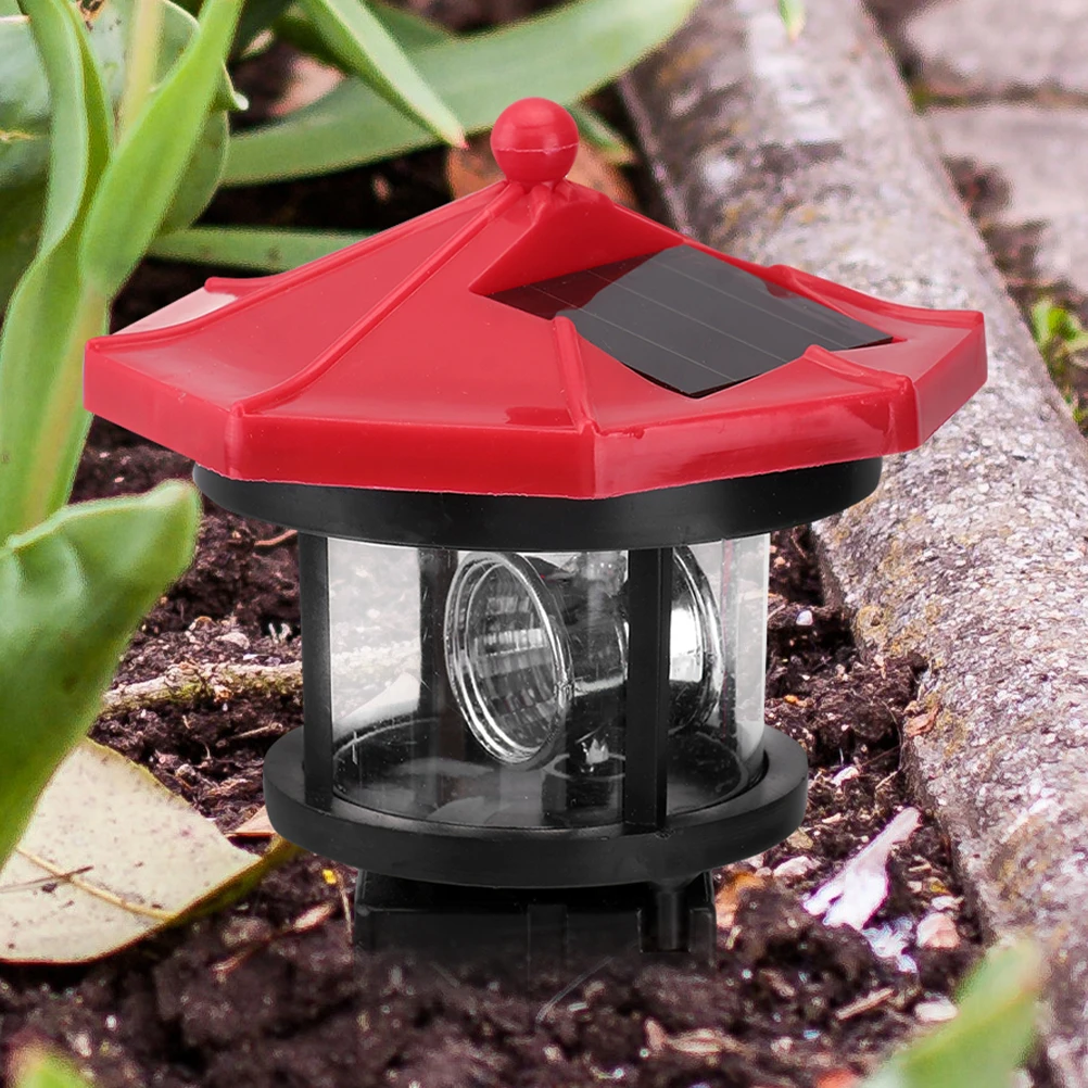 

2Pcs LED Solar Lighthouse Lamp Solar Powered Rotating Garden Light Outdoor Decorative Lamp Garden Light Ornament
