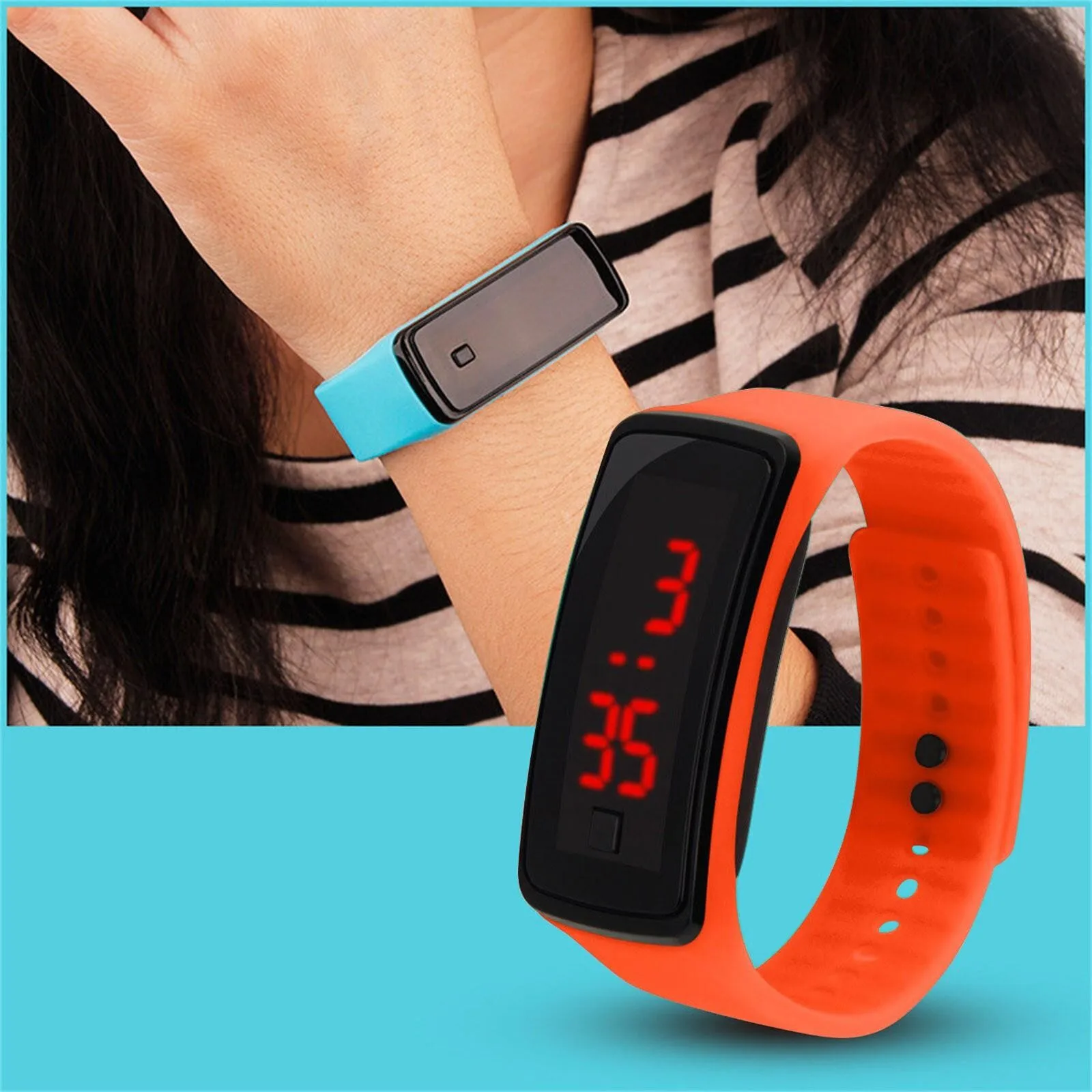 Children'S Electronic Sports Bracelet Led Electronic Watch Sports Timing Daily Wear Watch Fitness Record Outdoor Running Campus