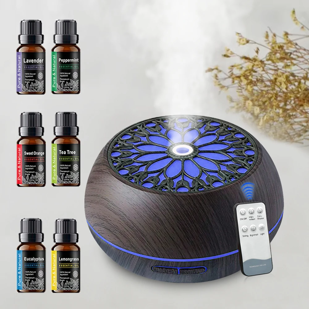 

Diffuser For Home 550ml Diffuser 6 Oil Blends Child Safe Auto Off Wireless Control 7 LED Colors for Whole Home Use
