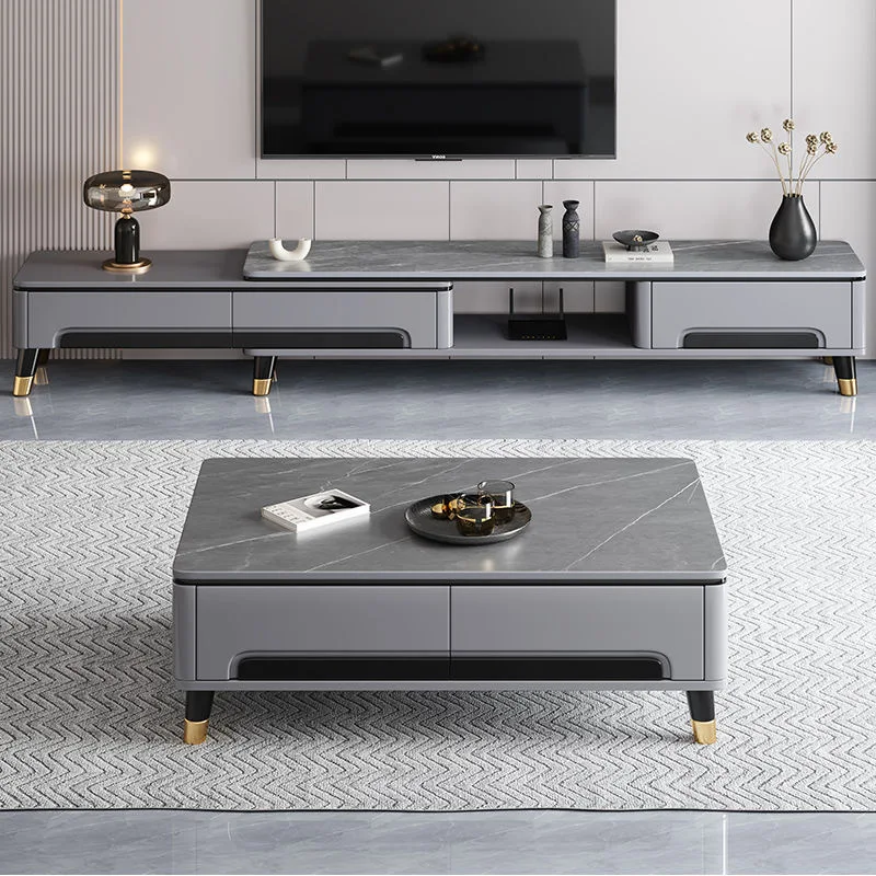 

Light luxury slate coffee table TV cabinet modern simple home TV cabinet small apartment solid wood retractable floor cabinet