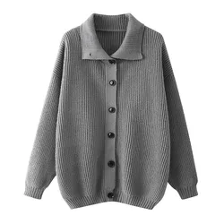 2024 Autumn Winter New Jersey Single breasted Men's Casual Sports Coat Solid Color Stand Collar Wweater Fleece Warm Cardigan