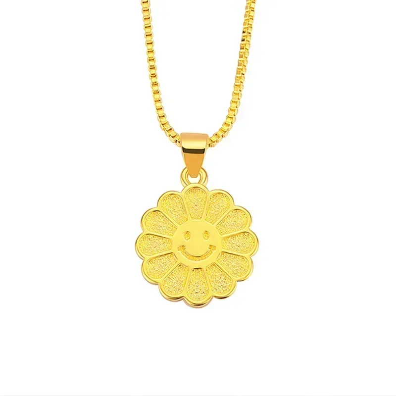 Eldorado Gold  9999 real gold 24K yellow gold Sunflower Necklace Clavicle Necklace  jewelry