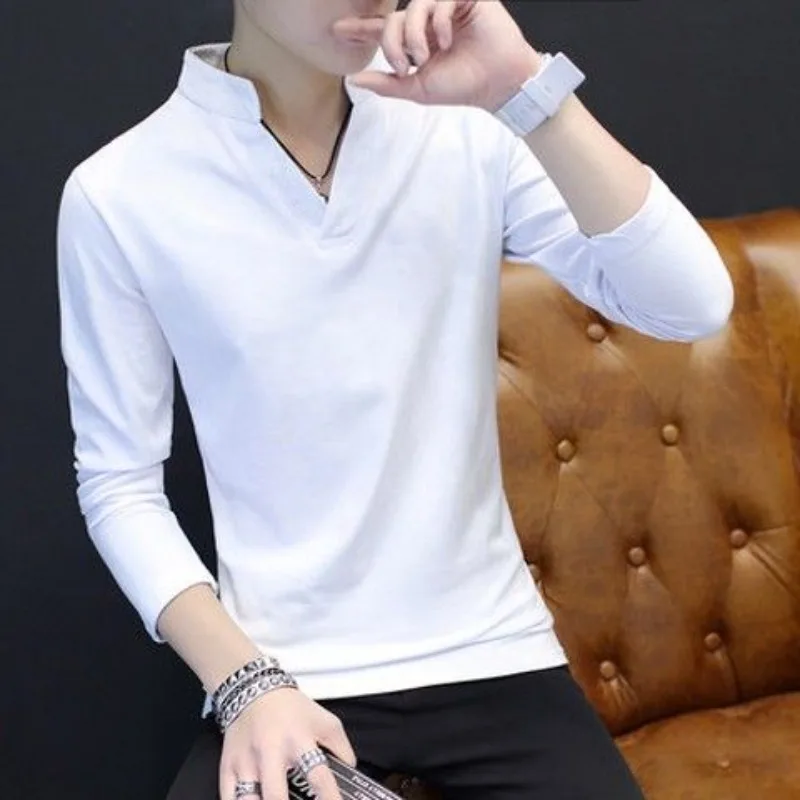 Spring and Autumn Unicolor T Shirt for Men Emo Full Sleeve Man Pullovers New Original Y2k Clothes Aesthetic Social Sweatshirts - view 6