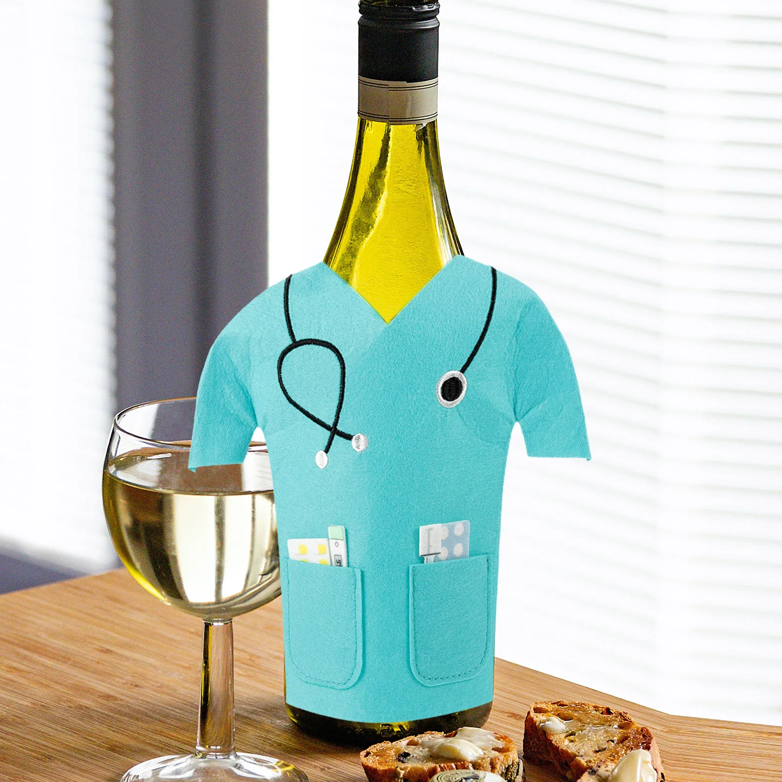 

2pcs For Gift Decorative Wine Bottle Cover Nurse Coat Wine Wrapping Pouch Party Beer Bag Holiday Gift Bag Kitchen Bar Tool