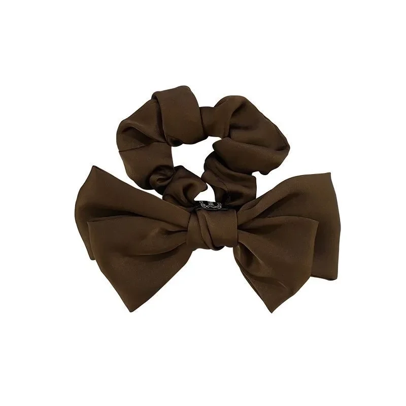Simplicity Elegant Satin Big Bow Hair Rope for Woman Temperament No Damage Hair Hair Rope Fashion Girl High Ponytail Scrunchie