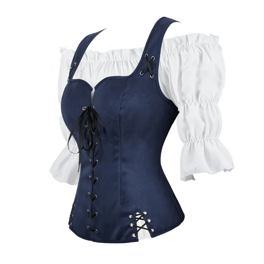 Steampunk Gothic Corsets Vest Top Bustier Women Renaissance Blouse With Burlesque Pirate Corset Halloween Costumes