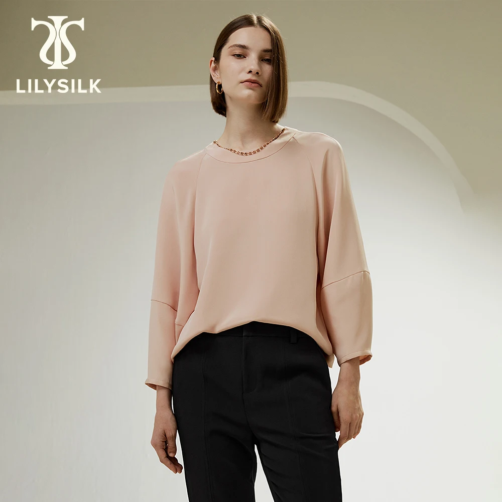 

LILYSILK Women Silk Blouse with Detachable Necklace 2023 Fall 30 Momme Round Collar Luxury Elegant Clothing Traf Free Shipping