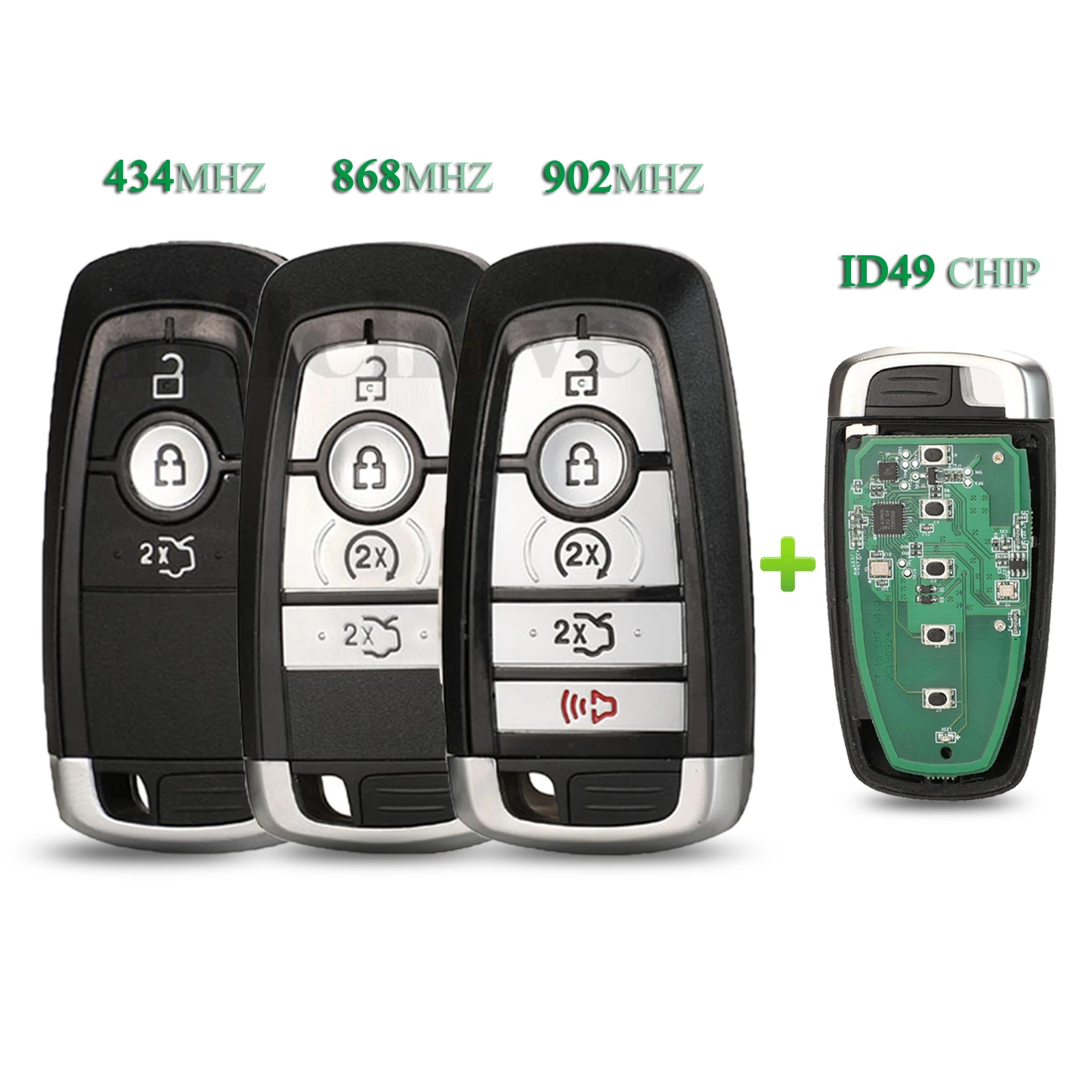 

jingyuqin For FORD Fusion Explorer Expedition Edge F150 F250 F350 F450 F550 FOB 434/868/902Mhz ID49 Chip Smart Remote Car Key