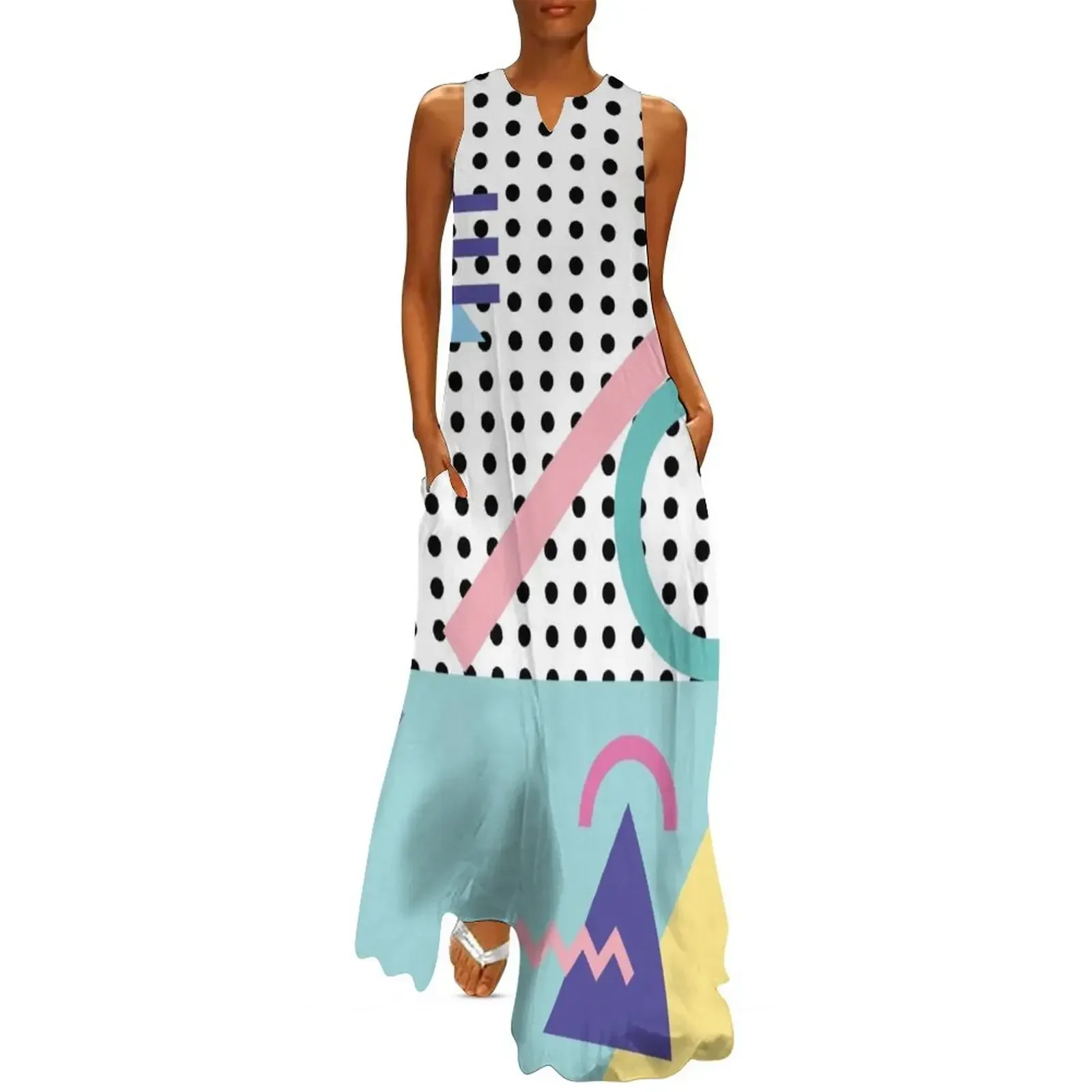 Memphis Pattern 5 - Retro 80s / 90s Long Dress Woman dresses dresses for womens luxury woman party dress Dress