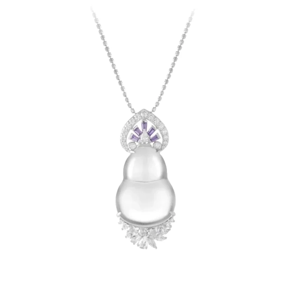 

BELLUX Pendant Chain 925 Silver Gold-plated Synthetic Zircon Purple White Gourd Fashion Simple Necklace