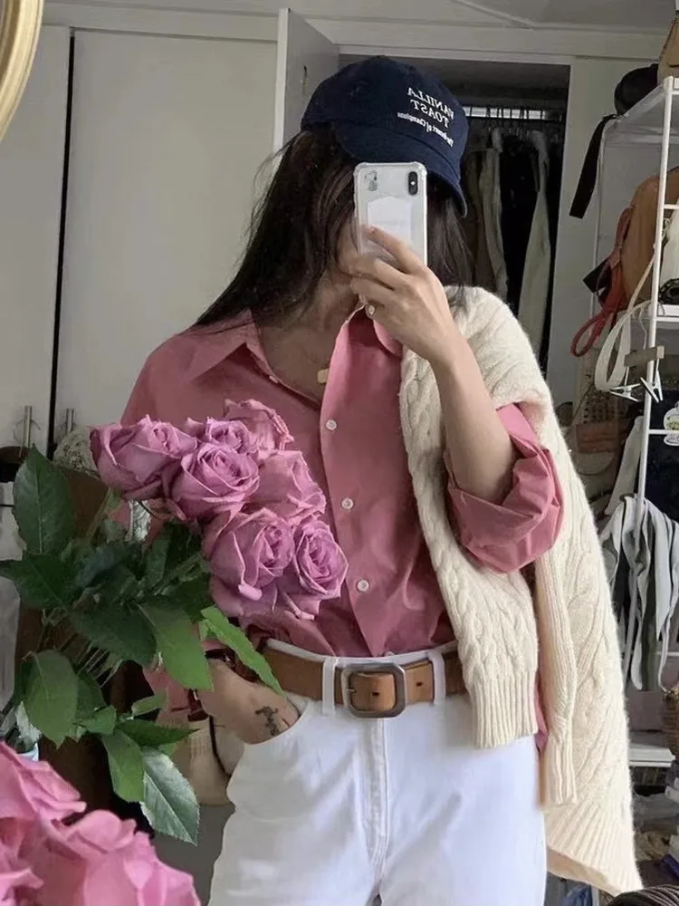 

Candy Miss Korean Sle Modest Mood Sunscreen Pure Cotton Dry Plum Poer Single Button irt Women's Faion Breathable Long...