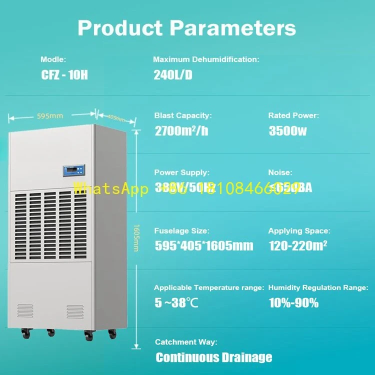 

Industrial Dehumidifier Deshumidificador Industrial Whole House Swimming Pool Dehumidifier 240L 10kg/h High Dehumidification