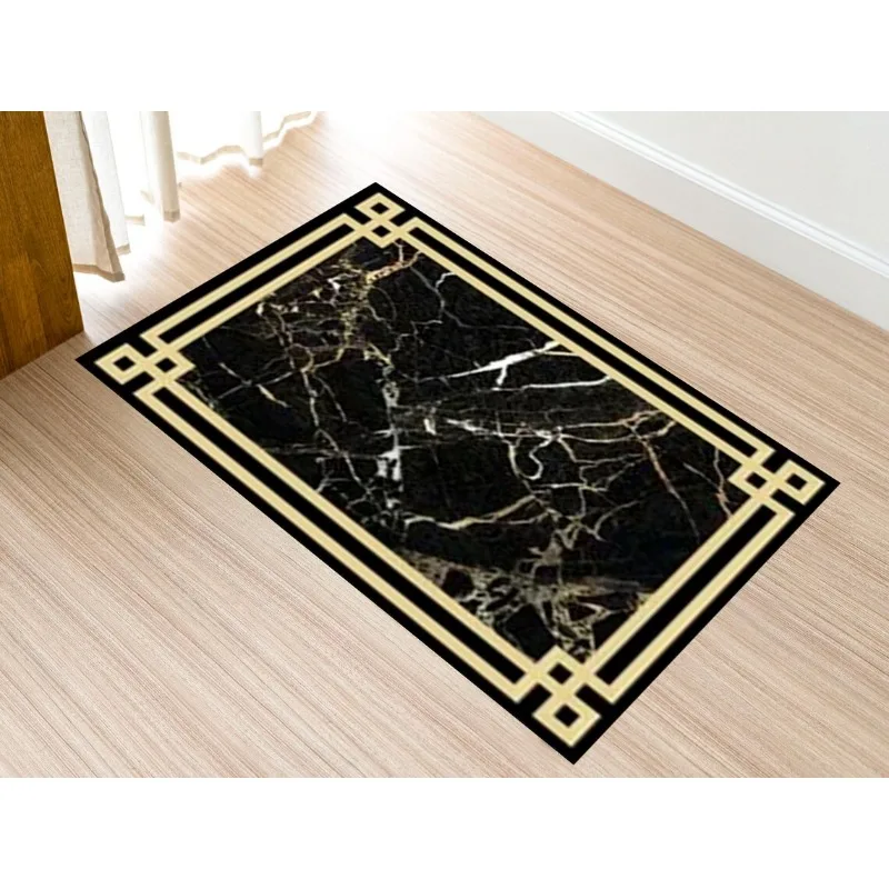 Türmatte mit Marmorrahmen, fortschrittlicher Teppich für Heimdekoration, Schlafzimmer, Küche, Zuhause, rutschfeste Fußmatte