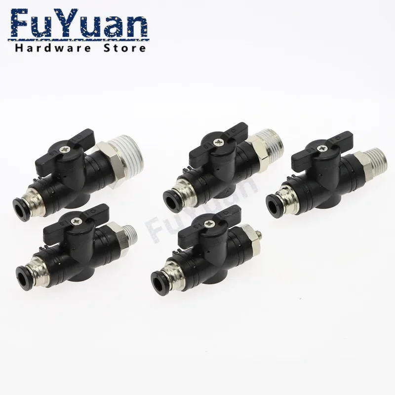 BC Pneumatic Manual Switch Ball Valve 4-12mm Tube Push In Quick Joint Connector Hand Valve To Turn 1/8