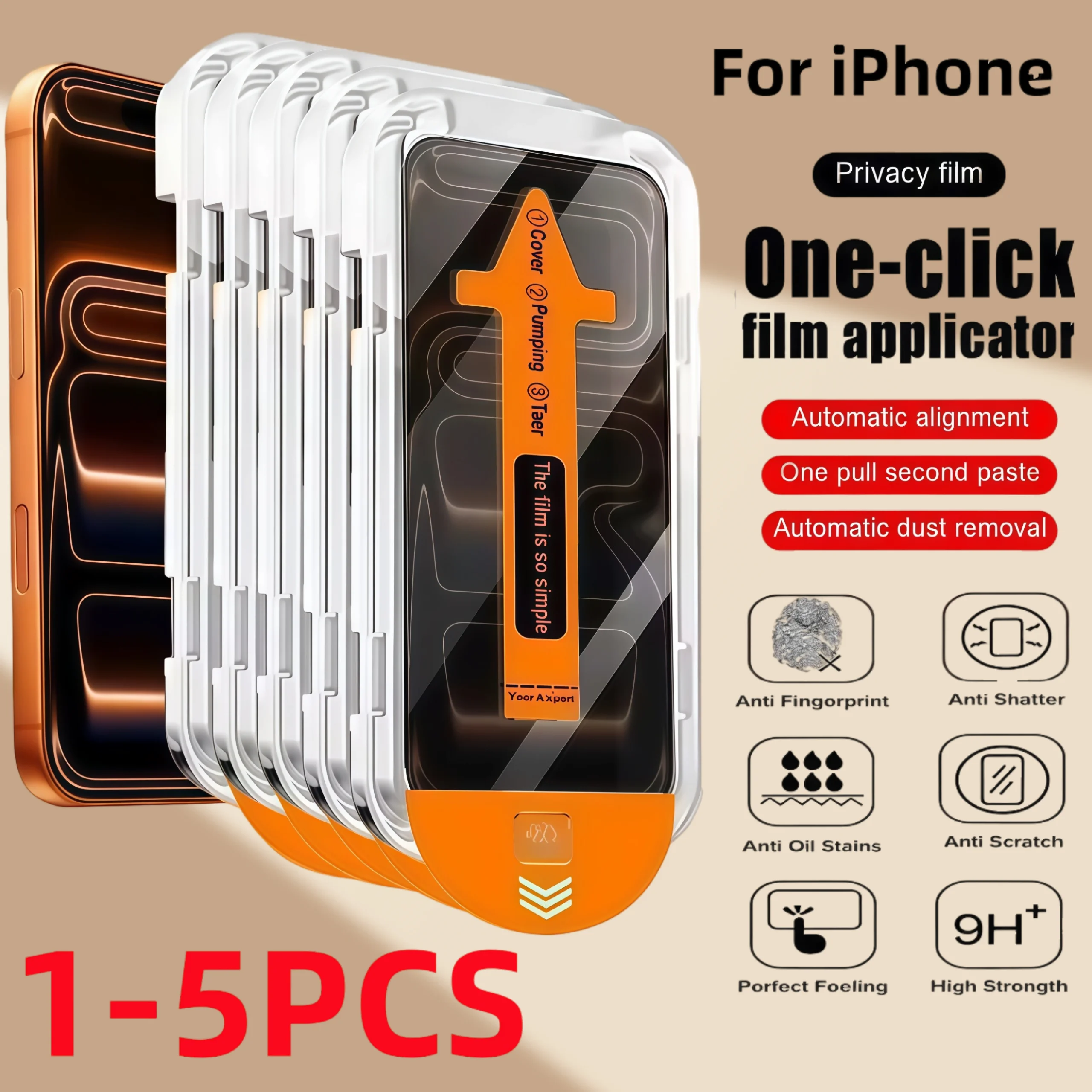 

1-5 шт., простая установка, антишпионское стекло для iPhone17Air 16 11 12 14 13 15 ProMax 7 8 Plus Mini X XR XS, защитная пленка для экрана