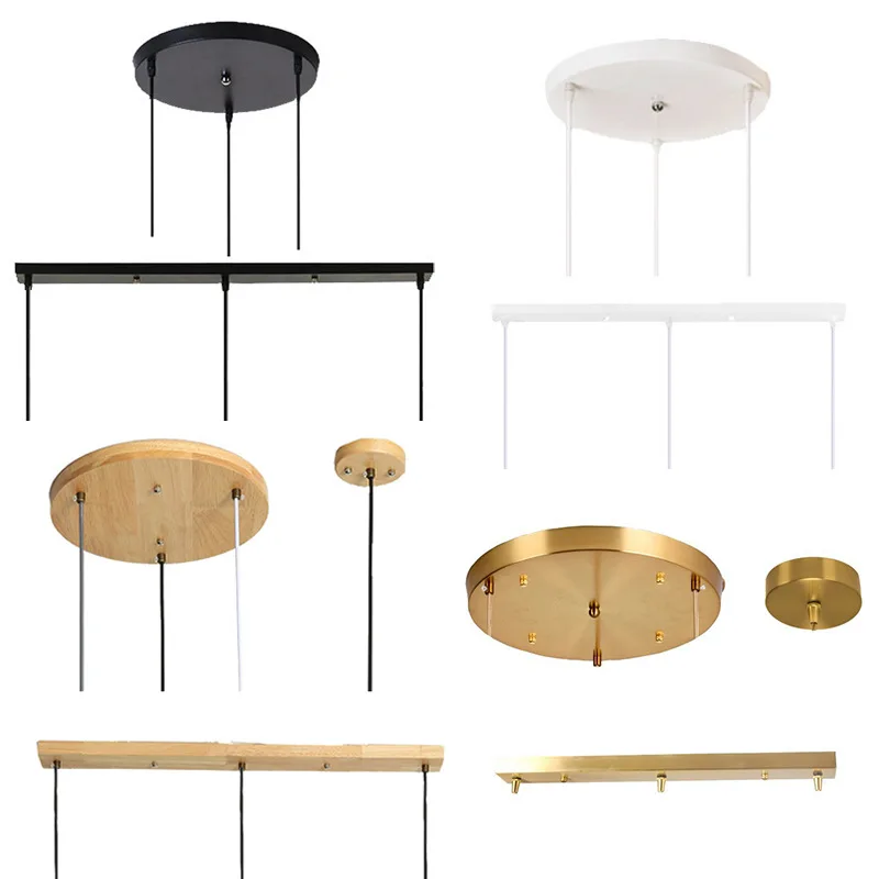 3heads Pendant Lamp Base Circular Ceiling Plate DIY Lamp Fixture Fixing Straight Edge Plate Lamp Holder