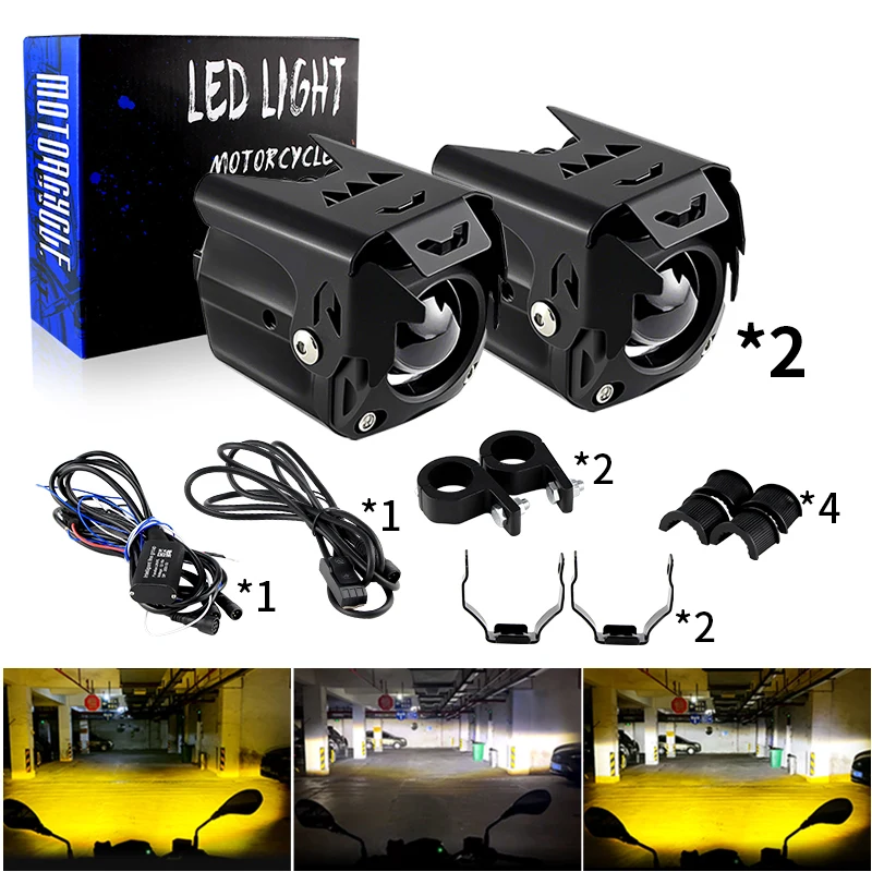

1Set Motorcycle Light Auxiliary Spotlight 6000K/3000K Super Bright For BMW YAMAHA Suzuki Ducati Honda Kawasaki CFMOTO Adventure