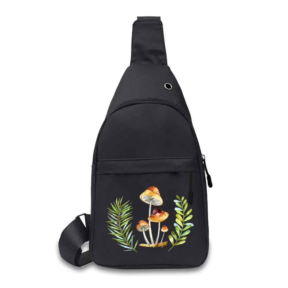 Fashion Shoulder Chest Bag Waist Pack Messenger Pack For Male print Mushroom pattern Multifunction Crossbody Travel Sling Bag