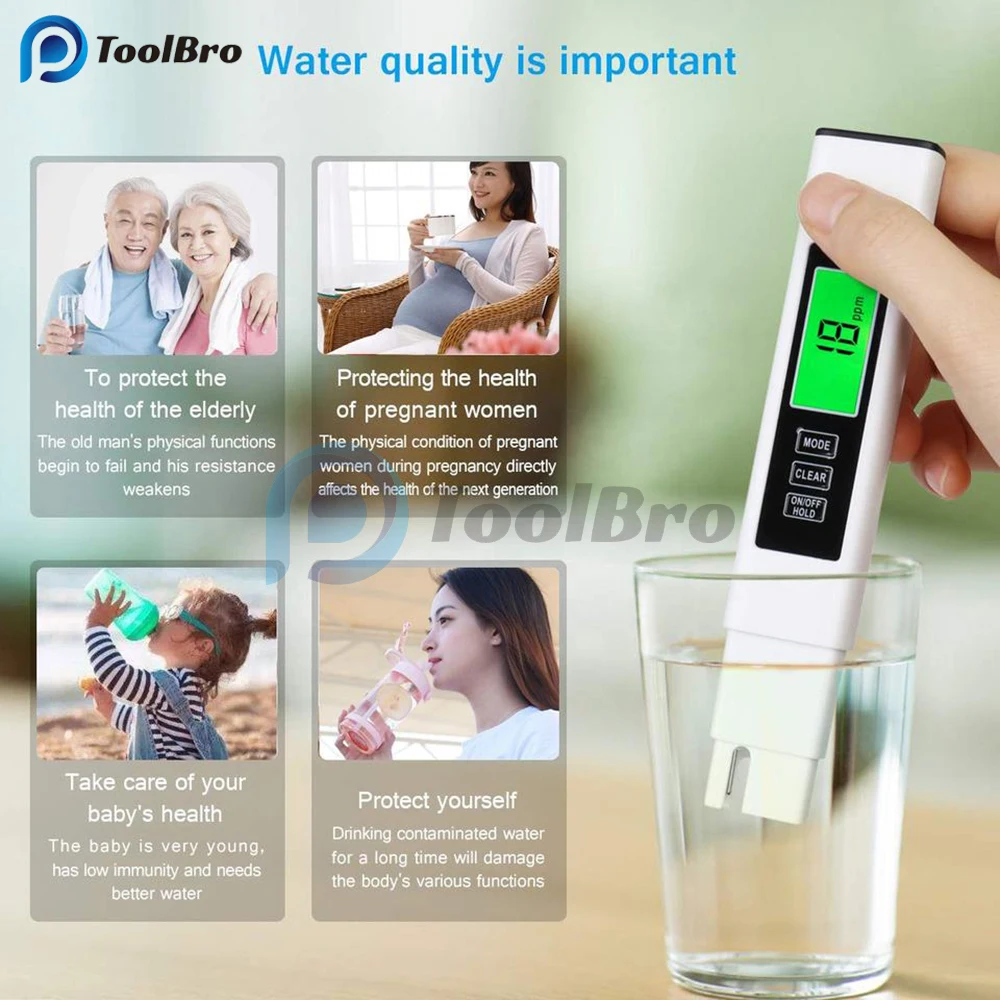 Imagem -03 - Led Digital Tds Água Qualidade Detector Backlit Controle Chip Inteligente Tds ce Condutividade Temperatura Teste Pen em