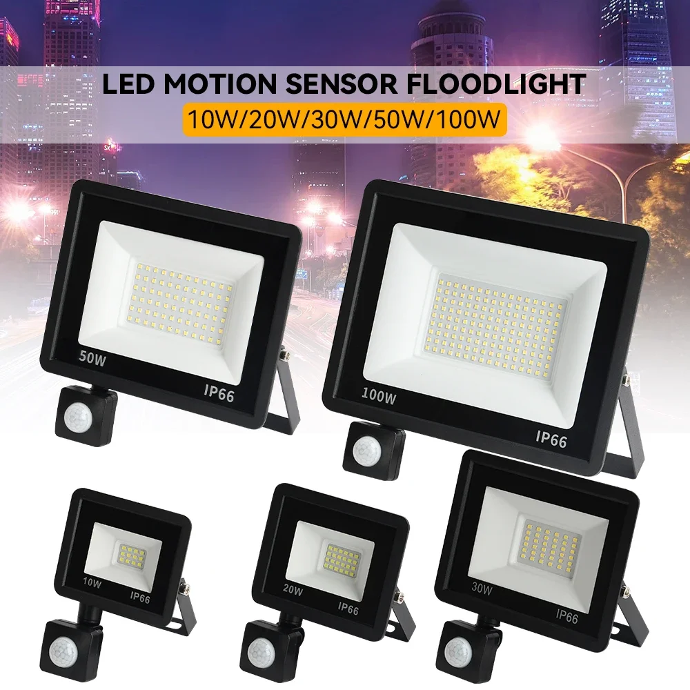 PIR Motion Sensor LED Floodlight AC220V Outdoor IP66 Waterproof Reflector LED Spotlight 10W 20W 30W 50W 100W 150W 200W Wall Lamp