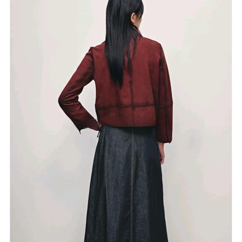 

Повседневный свободный длинный бархатный кожаный костюм Sve Jaet, осенний женский модный костюм из полиэфирного волокна, пальто на пуговицах Cl...