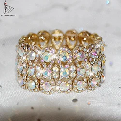 Buikdans Accessoires Gouden Zilveren Vrouwen Strass Stretching Bangle Bovenarm Manchet Party Armband Sieraden