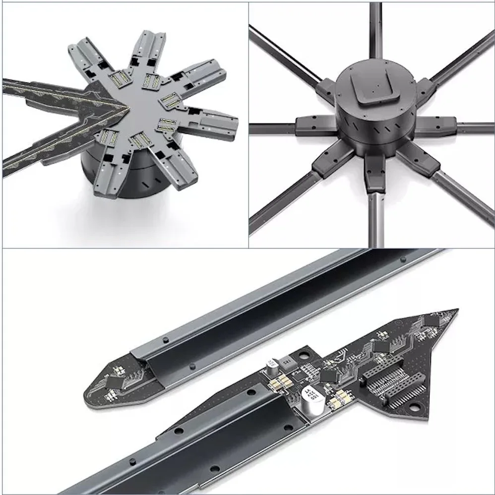 Wyświetlacze reklamowe TFL 180cm z hologramem 3D - innowacyjne urządzenia do efektywnej reklamy hologramowej z użyciem wentylatorów.