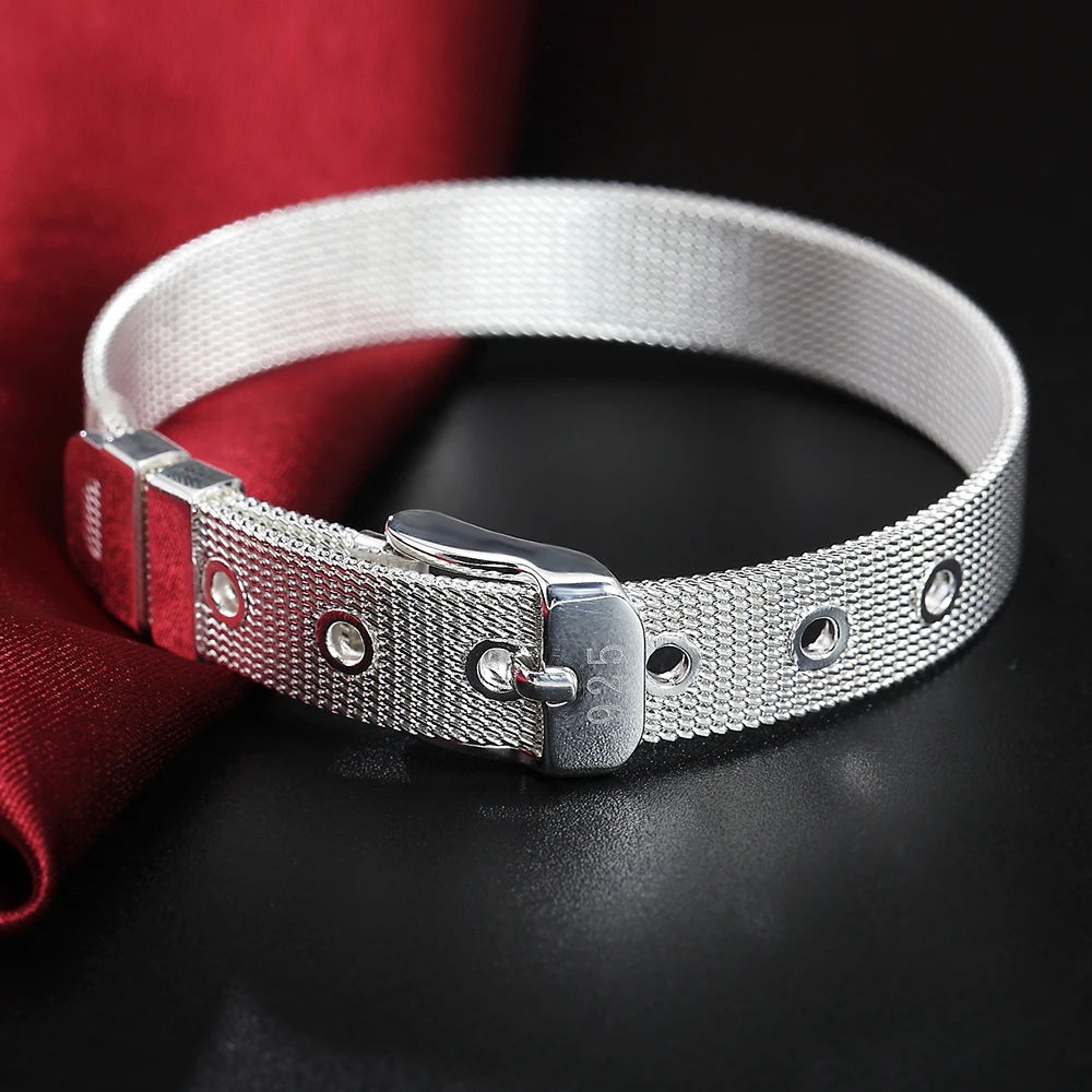 925 Sterling silver Bracelets Creativity Strap 10MM chain for women elegant Wedding party Wild Christmas Gifts fashion Jewelry