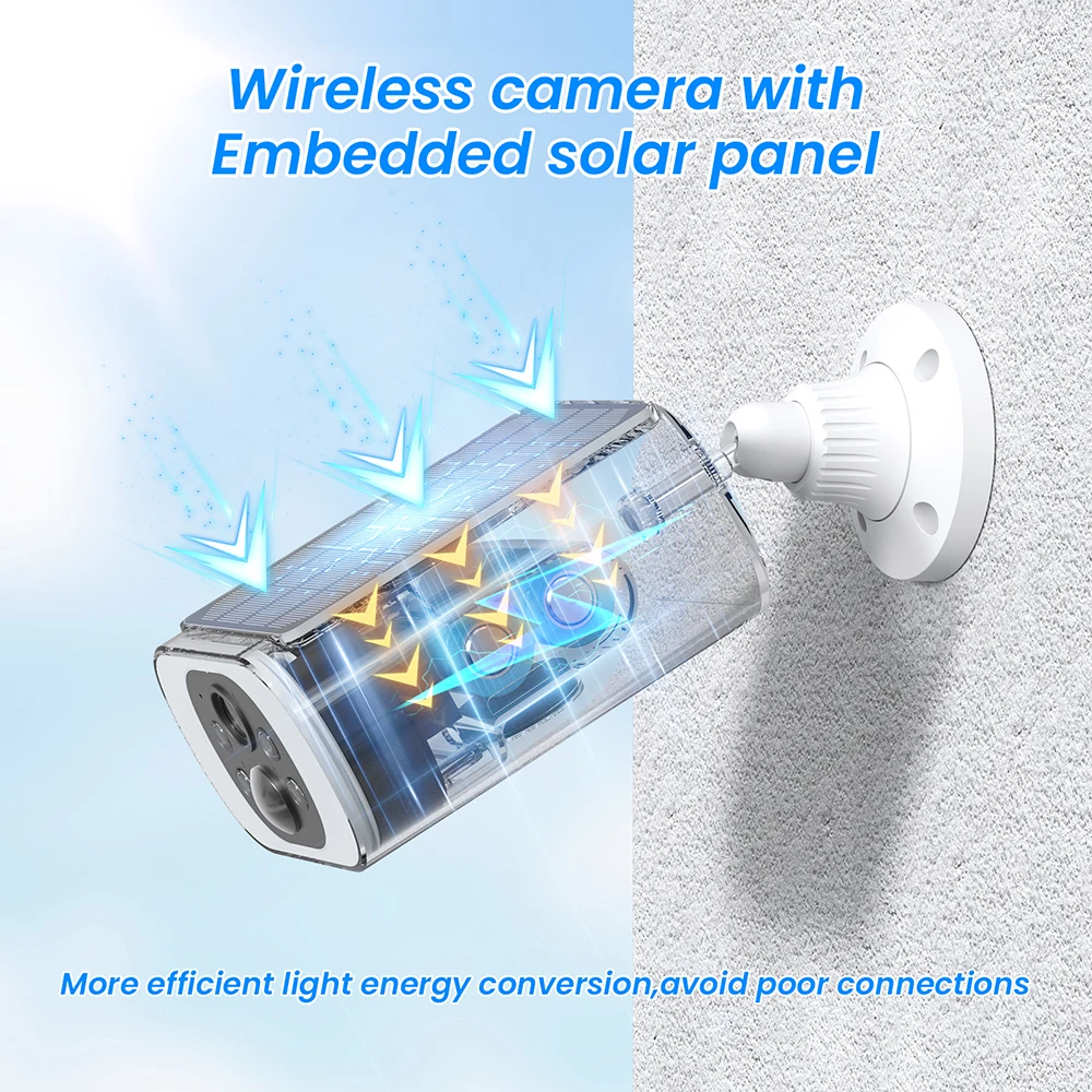 ANRAN 2K Solar Camera 4PCS Home Security Cameras Set 2.4G Wireless WIFI Camera Built-in Battery,Floodlight,Color Night Vision