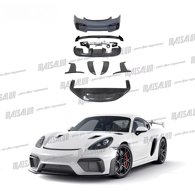

STLF Car Body Parts GT4RS Style Front Bumper Rear Diffuser Exhaust Body Kit for Porsches 718 Cayman Boxster