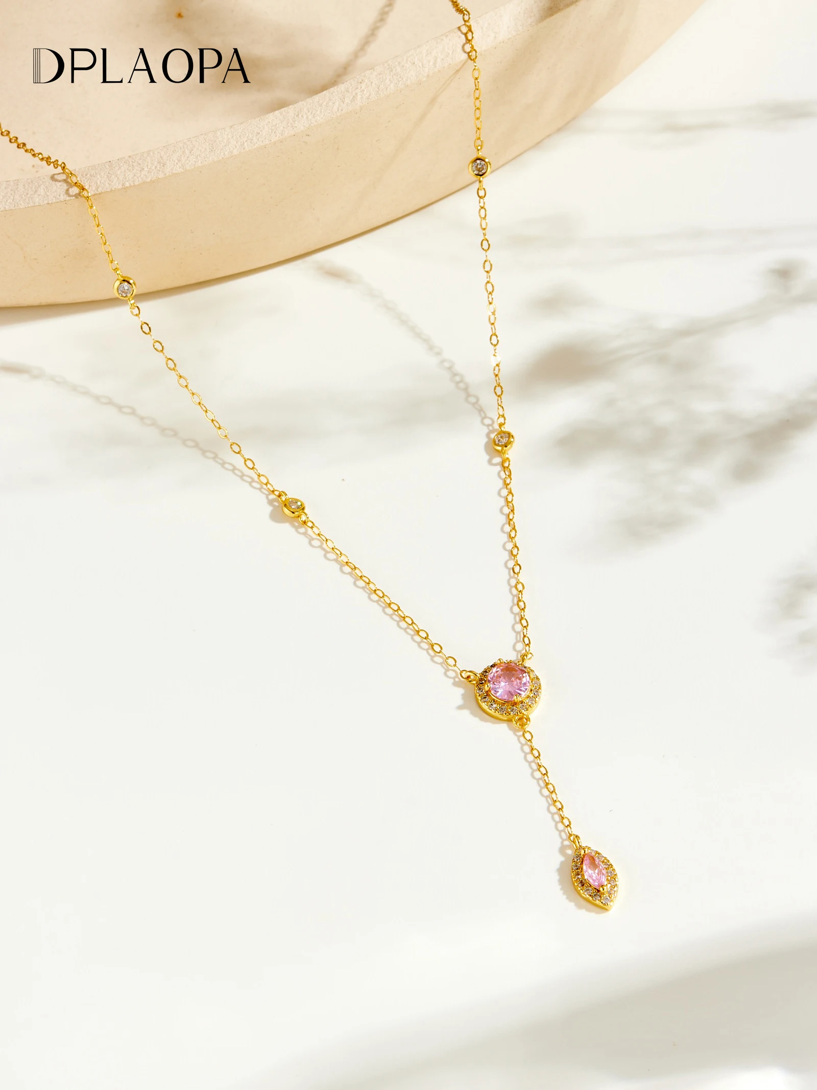 

DPLAOPA женское ожерелье из стерлингового серебра 925 пробы в форме цветка розового прозрачного циркона с фианитом, изысканное модное ювелирное изделие на годовщину свадьбы