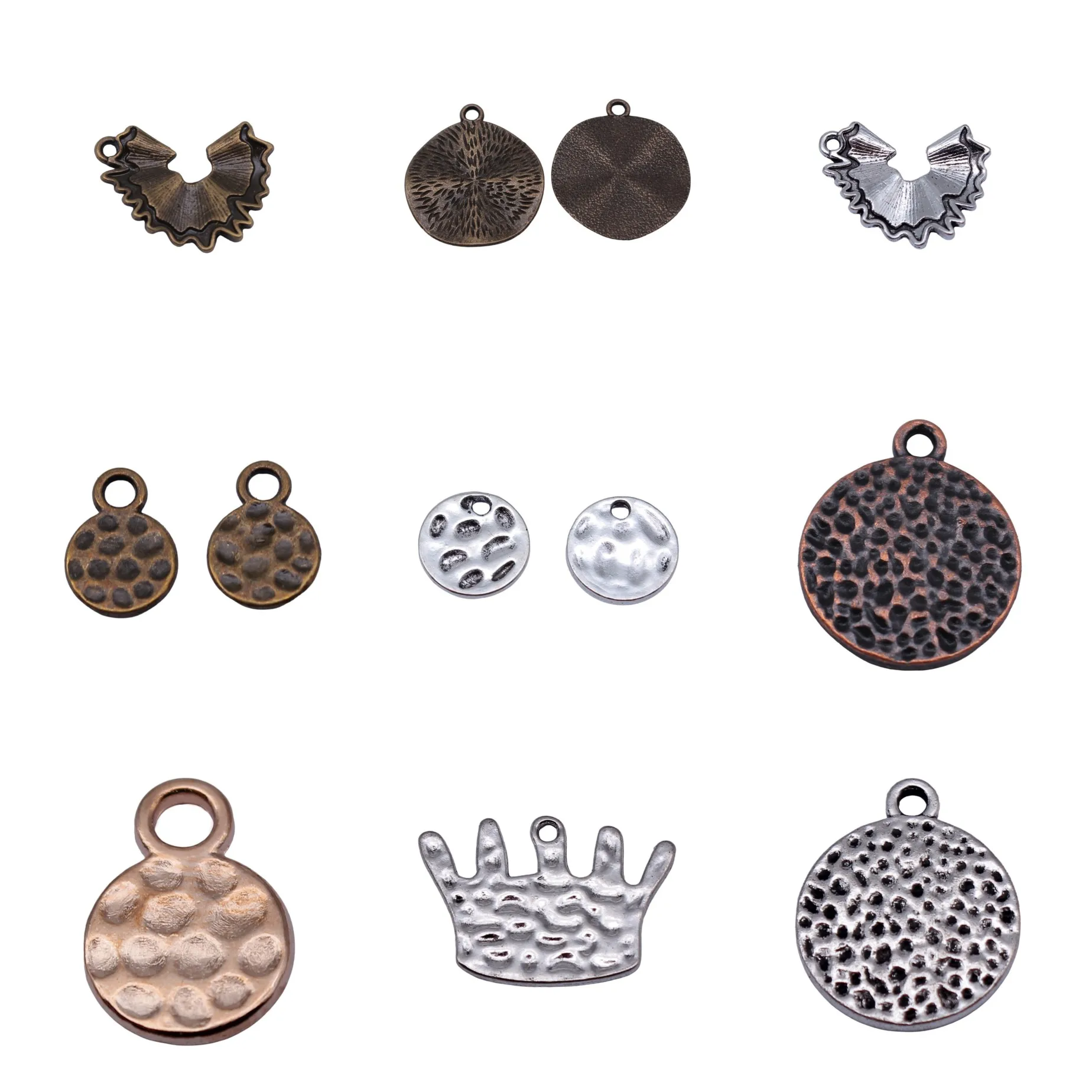 Antique Silver Color Round Ruffled Textured Charms Pendant Vintage For Necklace Bracelet Earring DIY Jewelry Findings