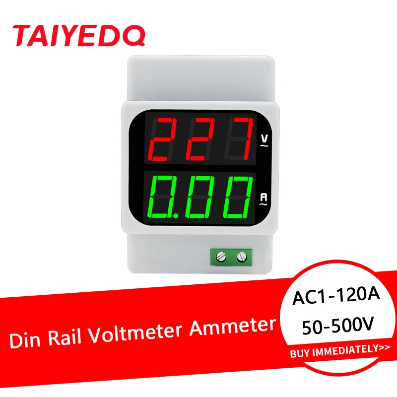 220V Digital Dual Display Voltage Ampere Meter AC1-120A 50-500V LED Voltmeter Ammeter