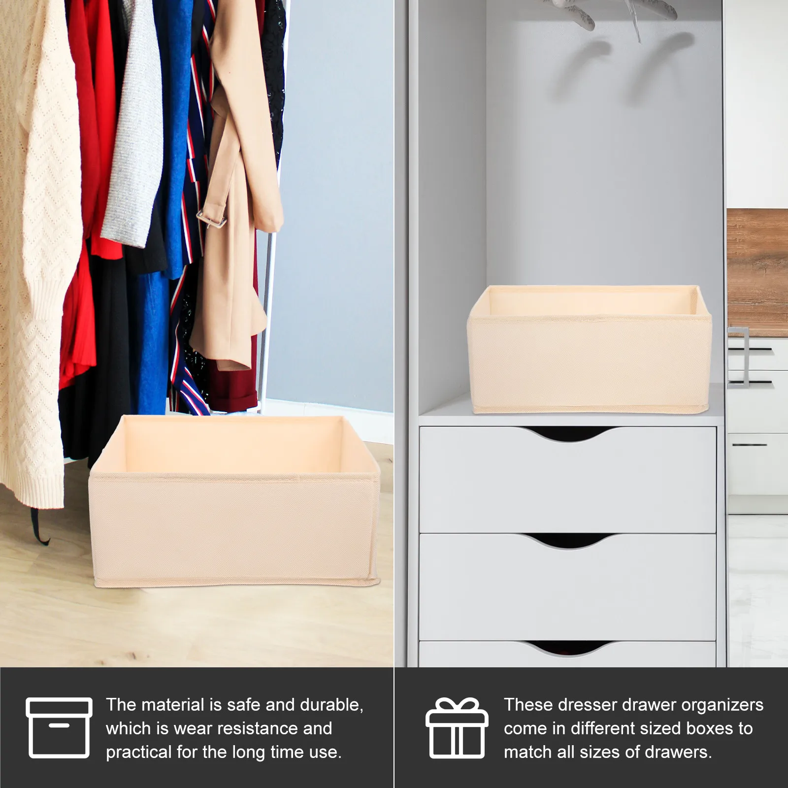

6Pcs Underwear Drawer Organizer Clothes Storage Box Set for Bedroom Wardrobe Sort Underpants Bras Socks T-Shirts Accessories