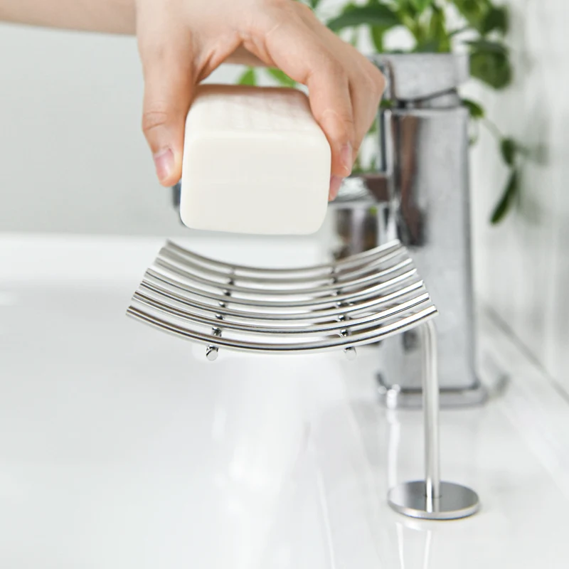 

304 Stainless Steel Soap Storage Rack Countertop High-end Decoration Household Bathroom Without Drilling Soap Dish Storage Rack