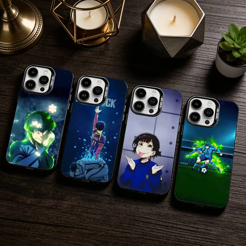 

Blue Lock Anime Phone Case For iPhone 17,16,15,14,13,12,11 Plus,Pro Max,XS,Colored silver phone case