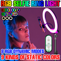 RGB Dimmable Ring Light Professional Selfie Led RingLight Night Lamp Makeup Video Fill Light For Live Photo Photography Studio