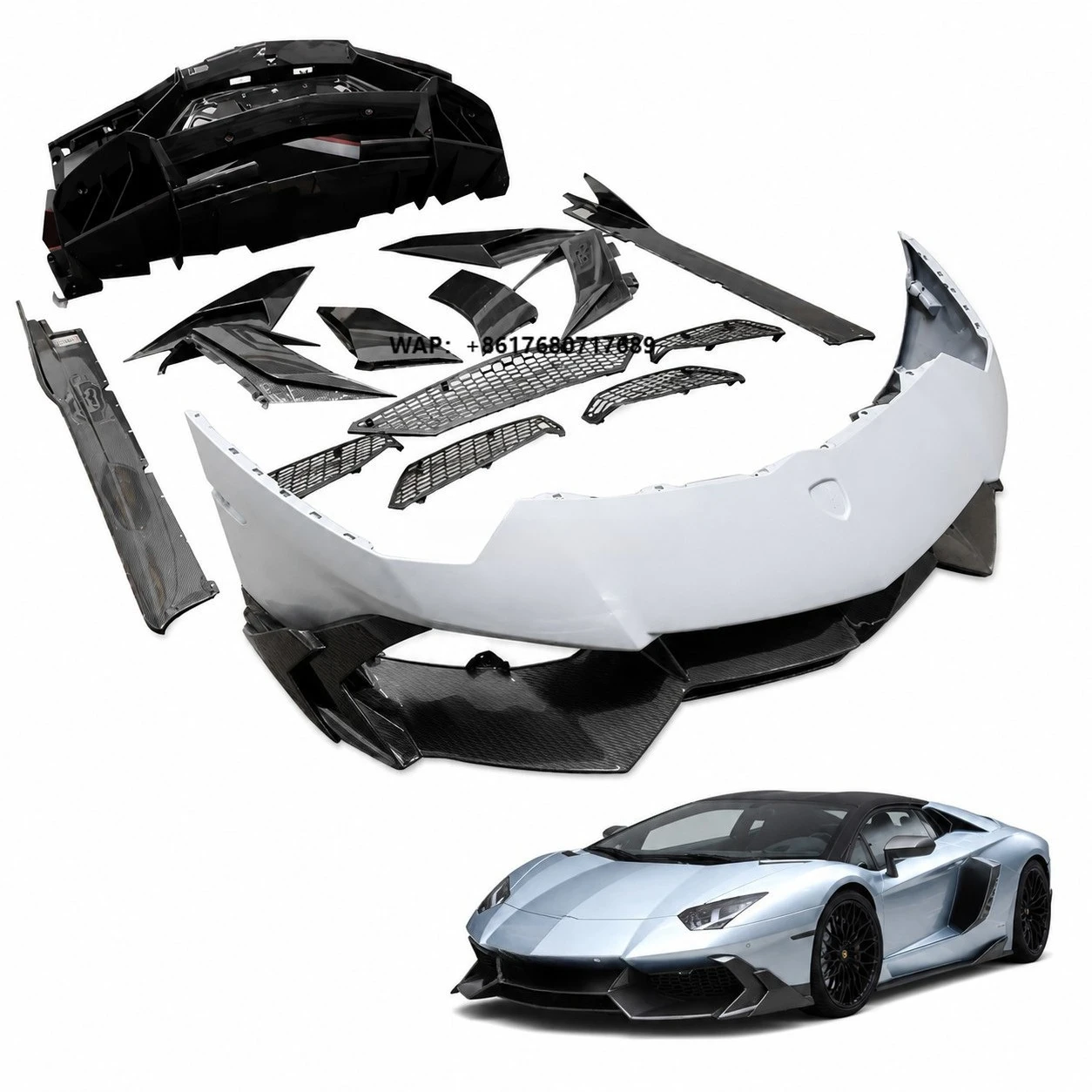 For Aventador LP700 MSY Style Carbon Fiber Mix Fiberglass Full Body Kit Front Bumper Side Skirts Rear Bumper Spoiler