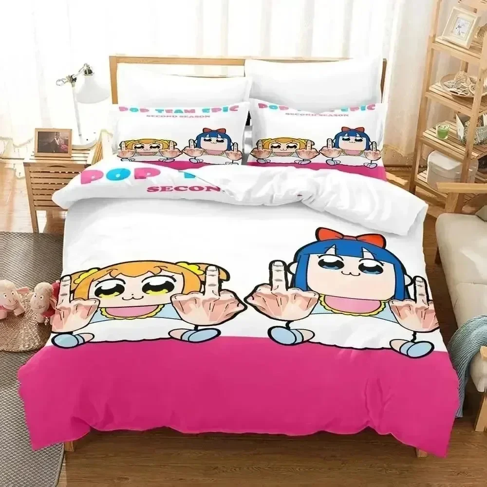 Anime Pop Team Epic Poputepipikku Bedding Set Bedroom Soft Modern Bedspreads Comefortable Duvet Cover Quilt Cover And Pillowcase
