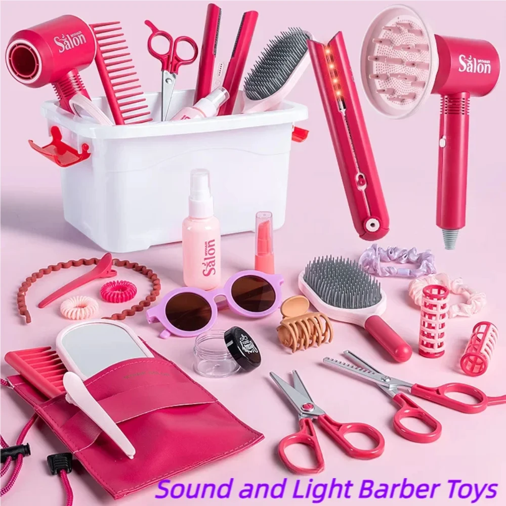 WizKidz Children\'s Hairdressing Pretend Play Toy Set Little Girl Hair Dryer Scissors Shampoo Hair Salon Simulation Toy Set Gift