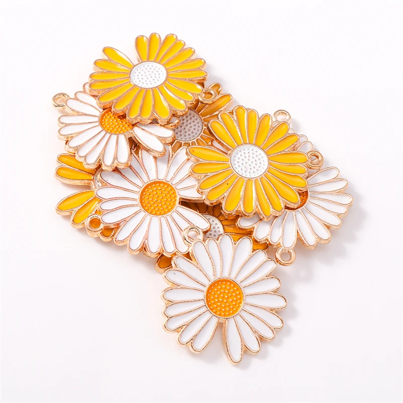 

Duarte 20Pcs/Lot Cute Enamel Daisy Flower Charms Pendants for Jewelry Making DIY Drop Earrings Necklaces Bracelets Accessories
