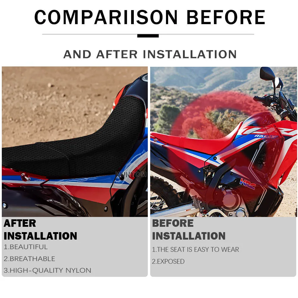 Funda de cojín para asiento de motocicleta Honda, cubierta protectora de asiento de tela 3D para Honda CRF300L Rally 2021